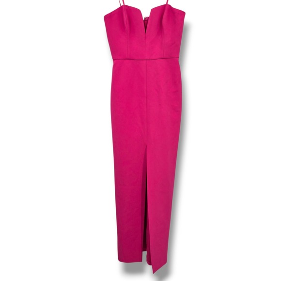 New BCBGMAXAZRIA Beetroot Pink Gown Strapless Bloomingdales Exclusive Size 4 - Picture 1 of 13